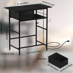 31" Modern Makeup Vanity Table - Small Writing Desk with Built-in Charging Station & Drawer, Black,