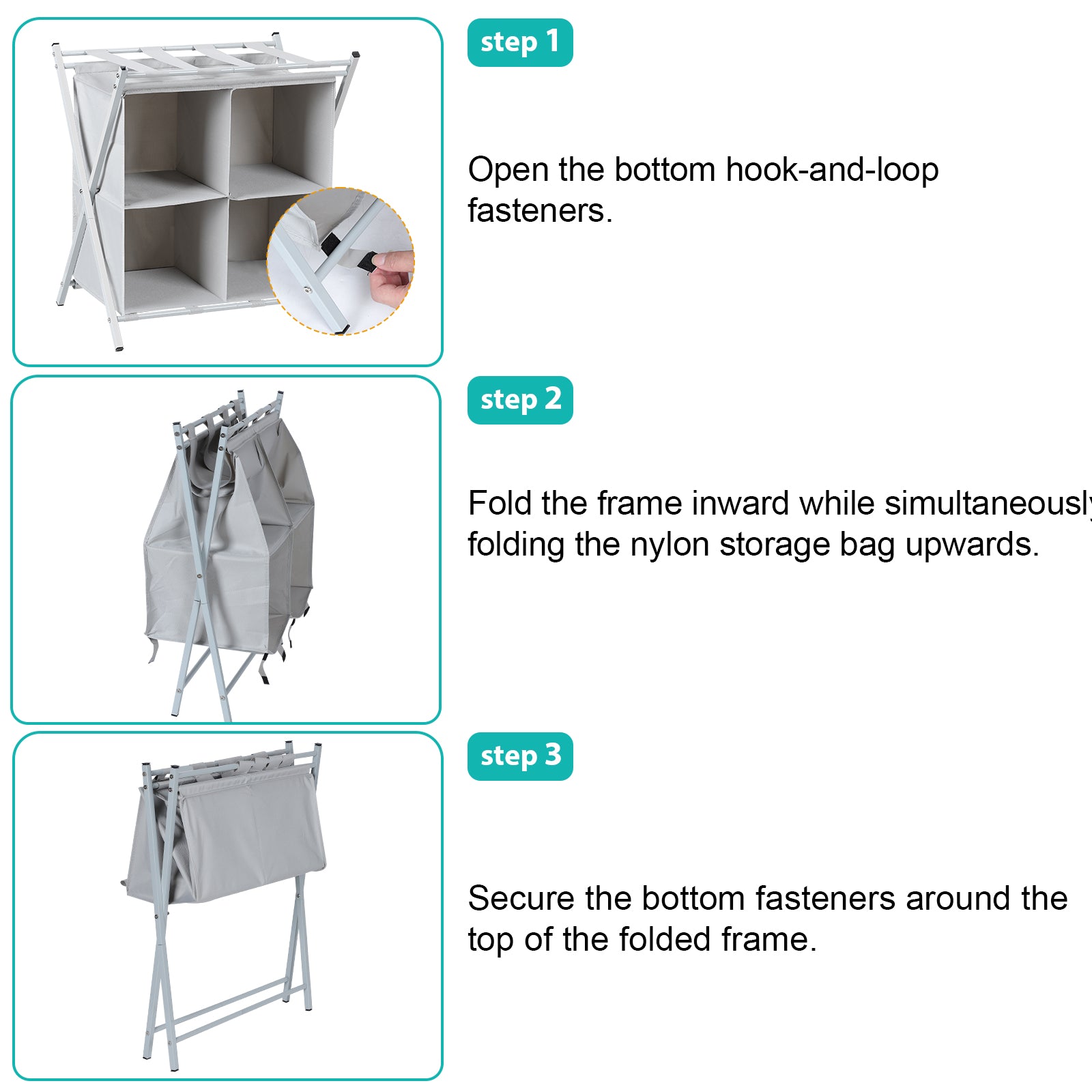 Metal Folding Luggage Rack for Guest Room - Suitcase Stand w/ 4 Storage Compartments, Gray, 100lb Capacity