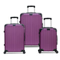Three-Piece ABS Hard Shell Luggage Set - 20Inch, 24Inch, 28Inch Durable Spinner Suitcases with Combination Locks, Lightweight Travel Luggage for Business & Family Trips, Multiple Colors Available (Purple)