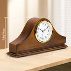 Arched Wooden Mantel Clock - Battery Operated Traditional Table Clock for Living Room, Fireplace & Office,