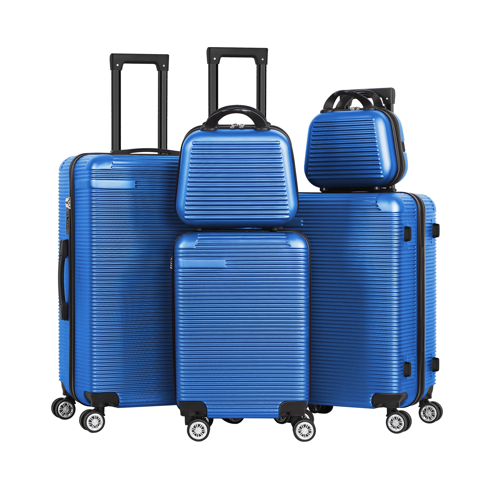 5-Piece Hardside Luggage Set - 12/14/20/24/28 Inch ABS+PC Suitcases with TSA Locks & Spinner Wheels, Lightweight Travel Luggage for Family Trips & Business (Blue)