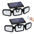 3-Head Solar Motion Sensor Lights Outdoor, Foldable & Rotatable LED Security Flood Light with Remote Control