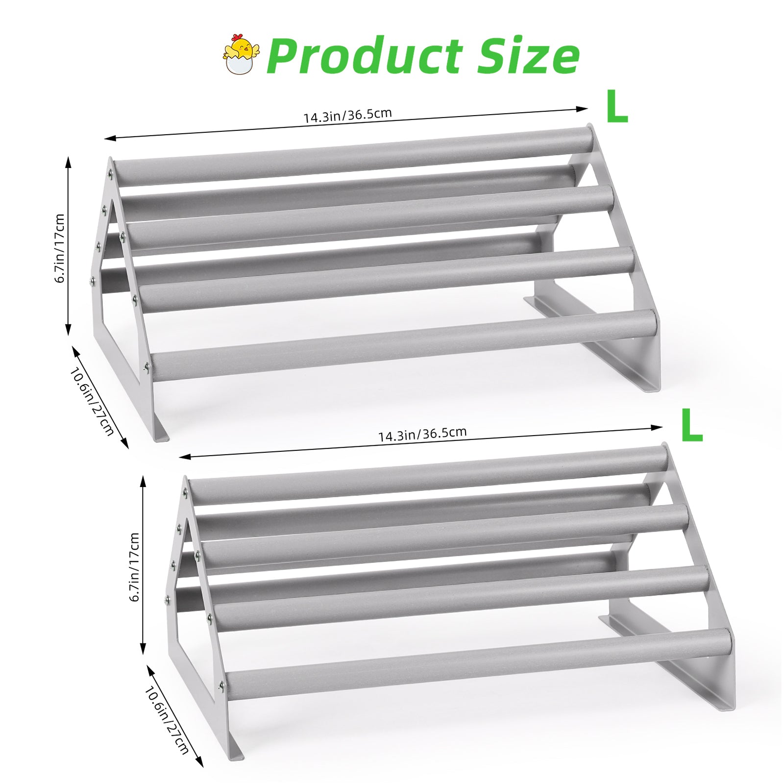 Set of 2 Poultry Roosting Bars for Brooder and Coop, Large Chicken Jungle Gym and Perch Stand for Baby Chicks, Easy to Clean Training Toys for Indoor and Outdoor Use