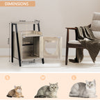 Cat Litter Box Enclosure & Hidden Furniture House, Decorative Wooden Pet House for Small Kittens, Oak Grey,