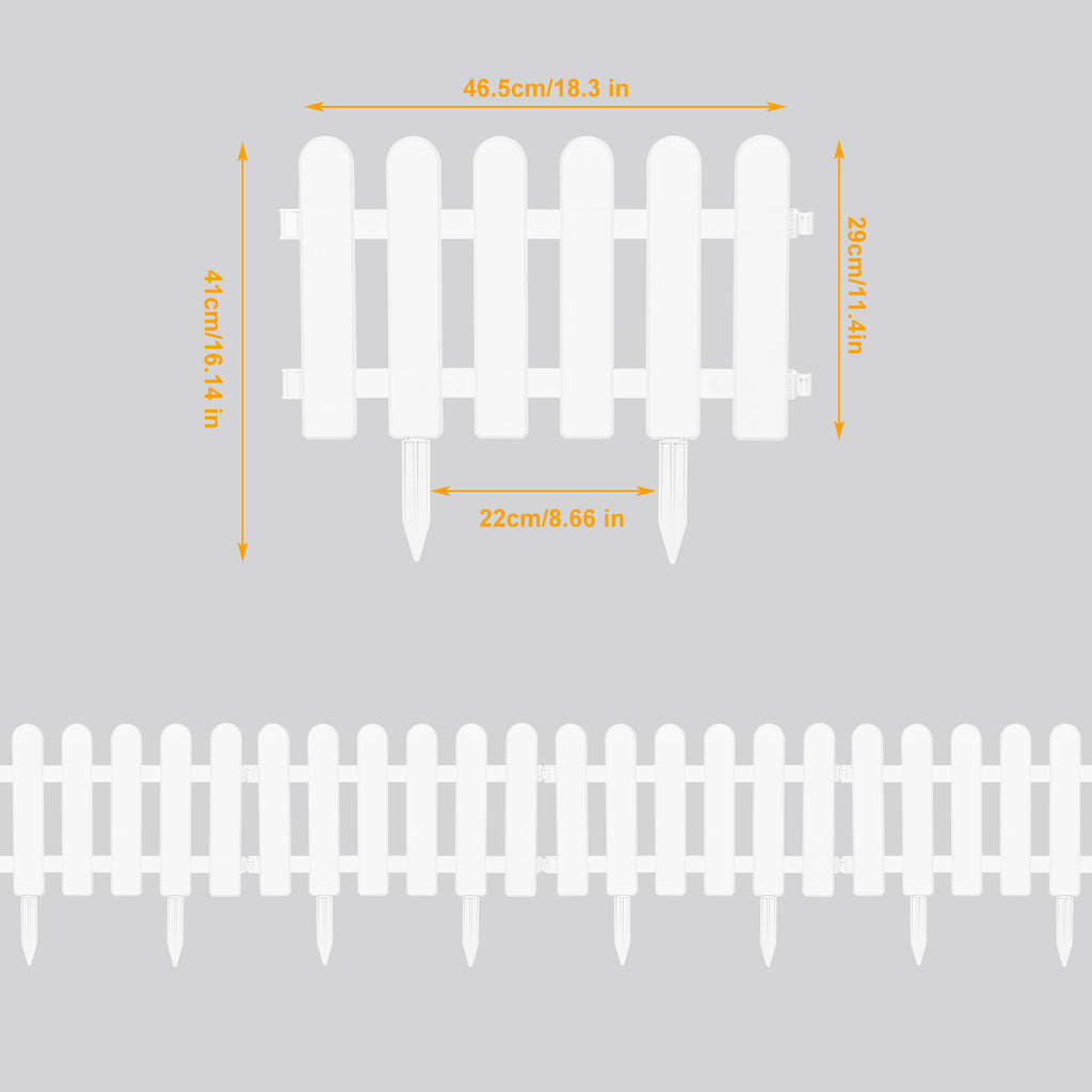 24 Pieces of Garden Fence, White Plastic Decorative Fence, Anti-digging Cats and Dogs, Suitable for Gardens, Outdoors, Corridors, Courtyards, White