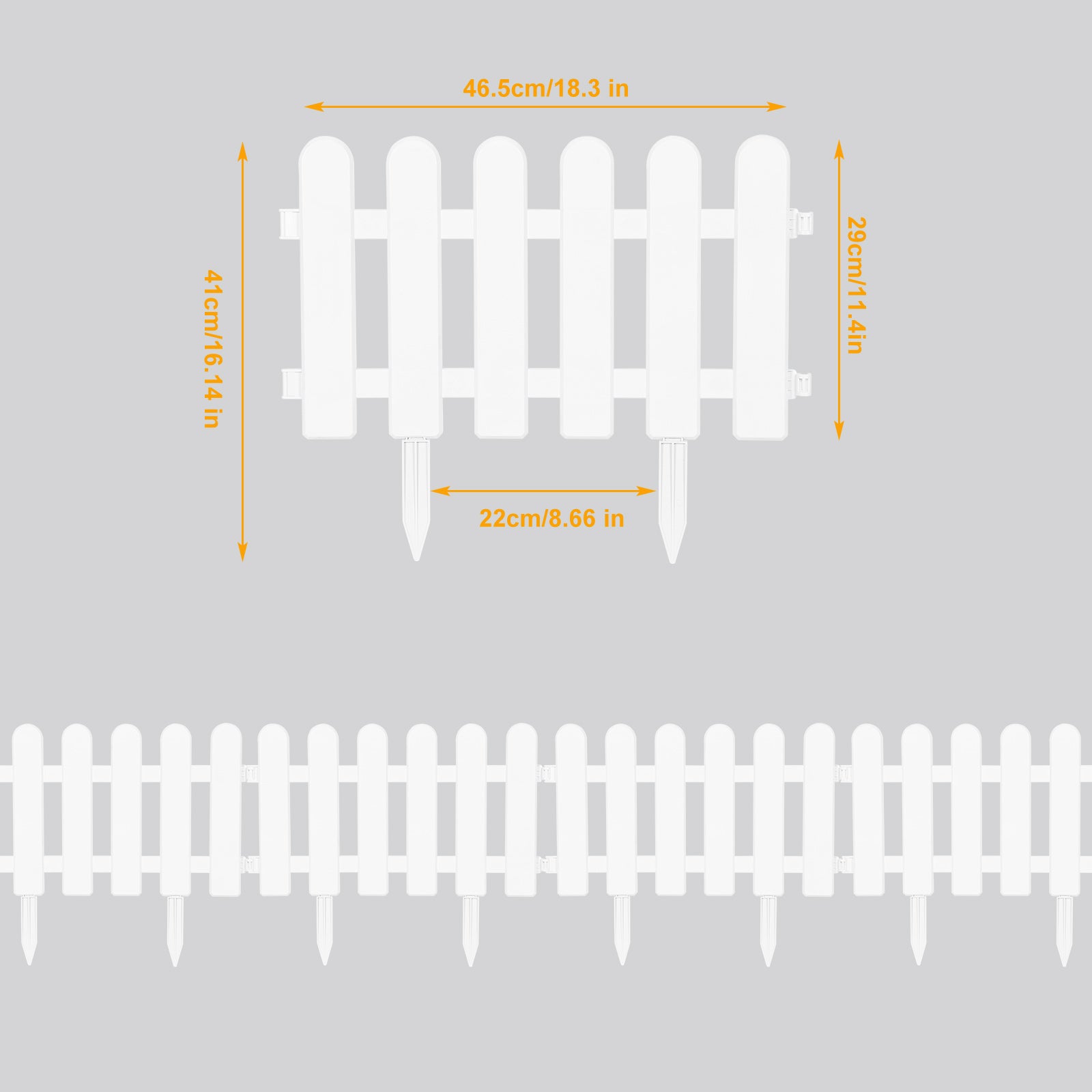 24 Pieces of Garden Fence, White Plastic Decorative Fence, Anti-digging Cats and Dogs, Suitable for Gardens, Outdoors, Corridors, Courtyards, White