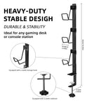 3 Tier Clamp-on Game Controller Holder, Metal Desk Mount Gamepad Organizer Stand Compatible with Xbox PS5 PS4 Switch Controllers, No Drilling Gaming Accessory Storage Rack for Desk Game Room