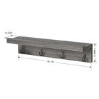 Set of 2 Wall-Mounted Entryway Organizers with 8 Hanging Hooks and Wooden Storage Ledge for Accessories, Dark Gray