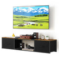 Farmhouse Floating TV Stand & Media Console with Power Outlets - Rustic Brown Wall Mount w/ Drawers
