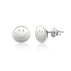 White Plated Happy Face Jewelry Set Featuring Necklace and Earrings, Stylish Summer Gift for Women and Teen Girls
