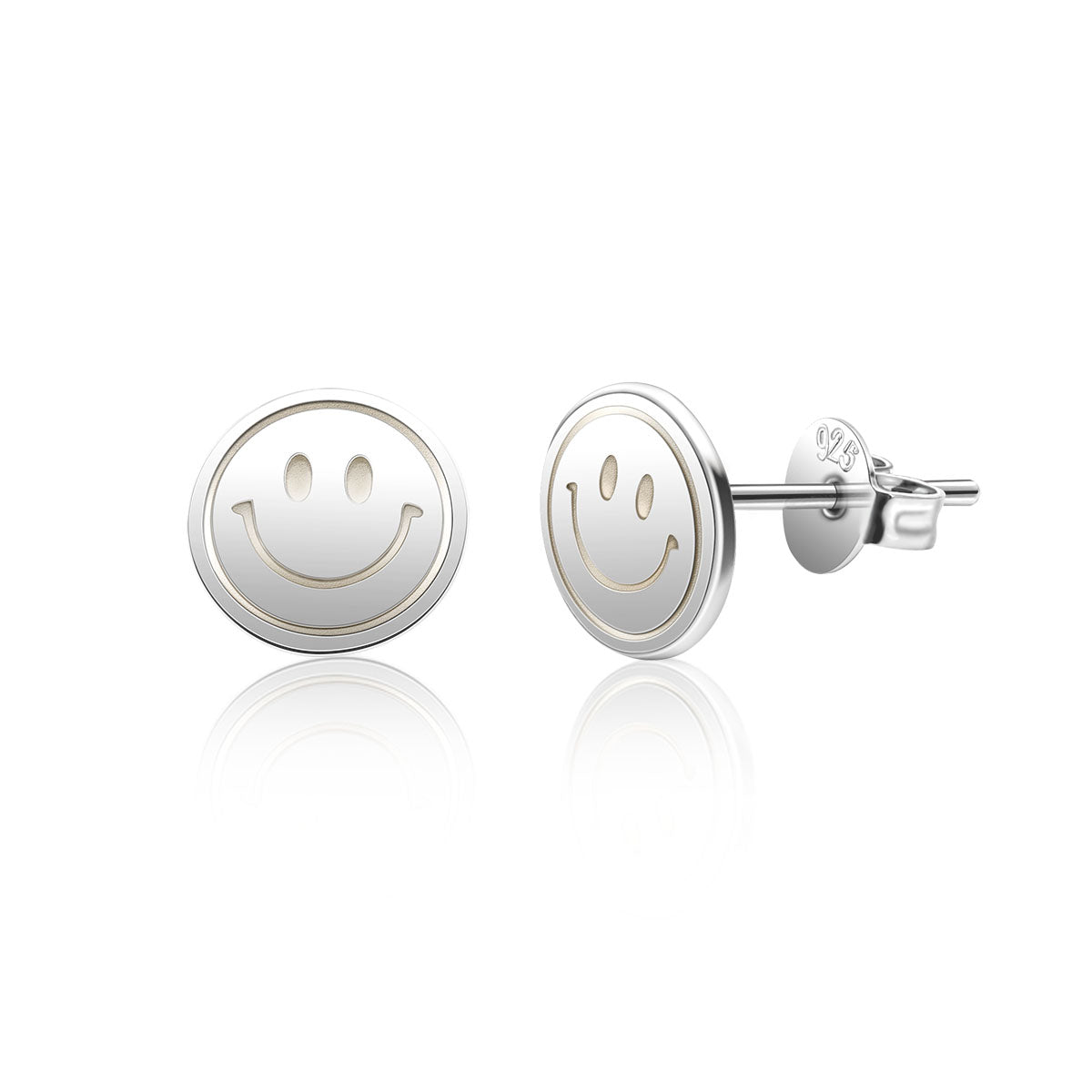White Plated Happy Face Jewelry Set Featuring Necklace and Earrings, Stylish Summer Gift for Women and Teen Girls