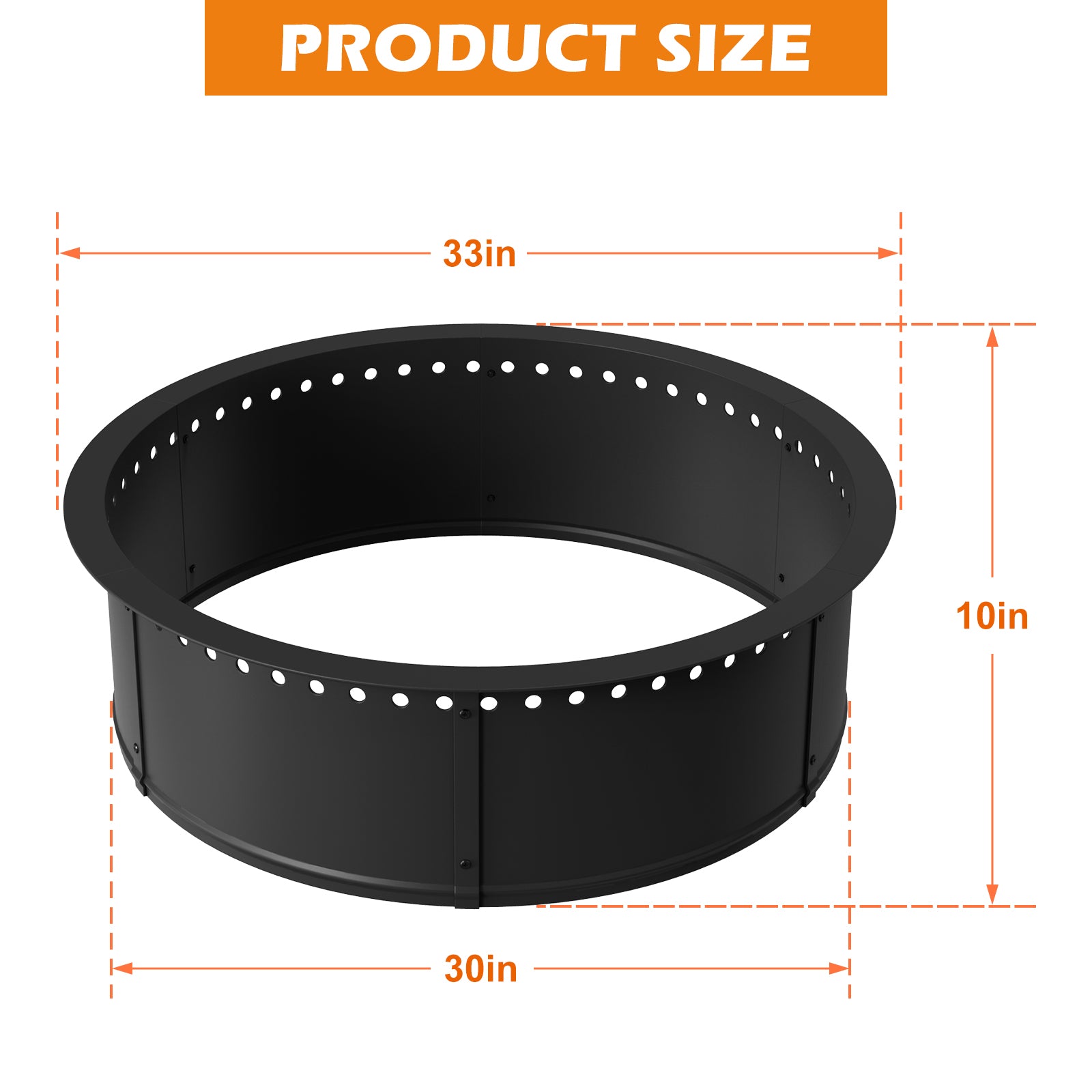 33-Inch Smokeless Fire Pit Ring with Ventilation Holes