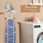 Wall Mounted Ironing Station Organizer with Flexible Hooks for T and Y-Leg Boards, Laundry Room Storage Rack, White finish