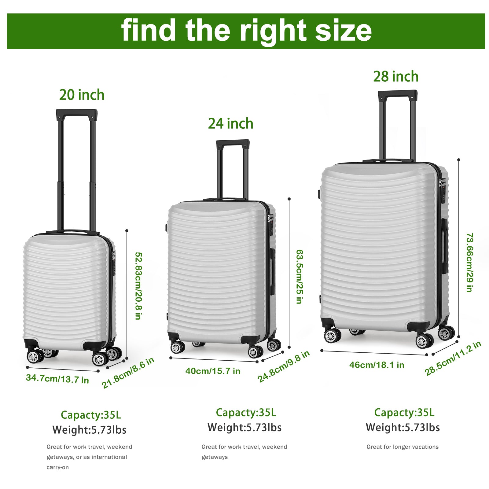 3 pcs Suitcase Set Multi-color Available, Large Capacity Portable ABS Luggage with Spinner Wheels and Combination Lock, Lightweight Luggage Set for Outdoor Travel and Business Trip