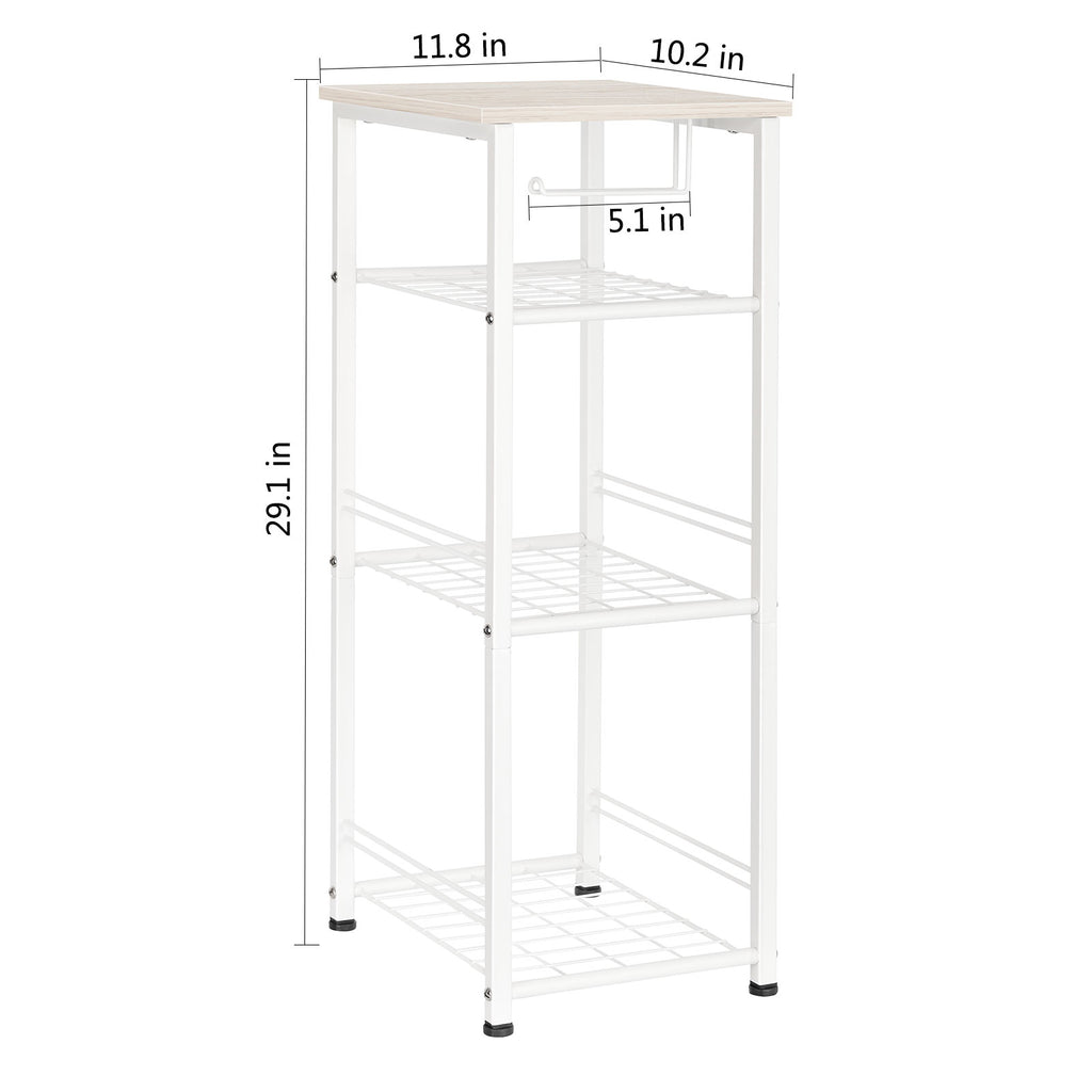 4-Tier Metal Towel and Storage Rack, Freestanding Small Shelf Unit for Bathroom and Living Room, White Finish
