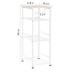 4-Tier Metal Towel and Storage Rack, Freestanding Small Shelf Unit for Bathroom and Living Room, White Finish