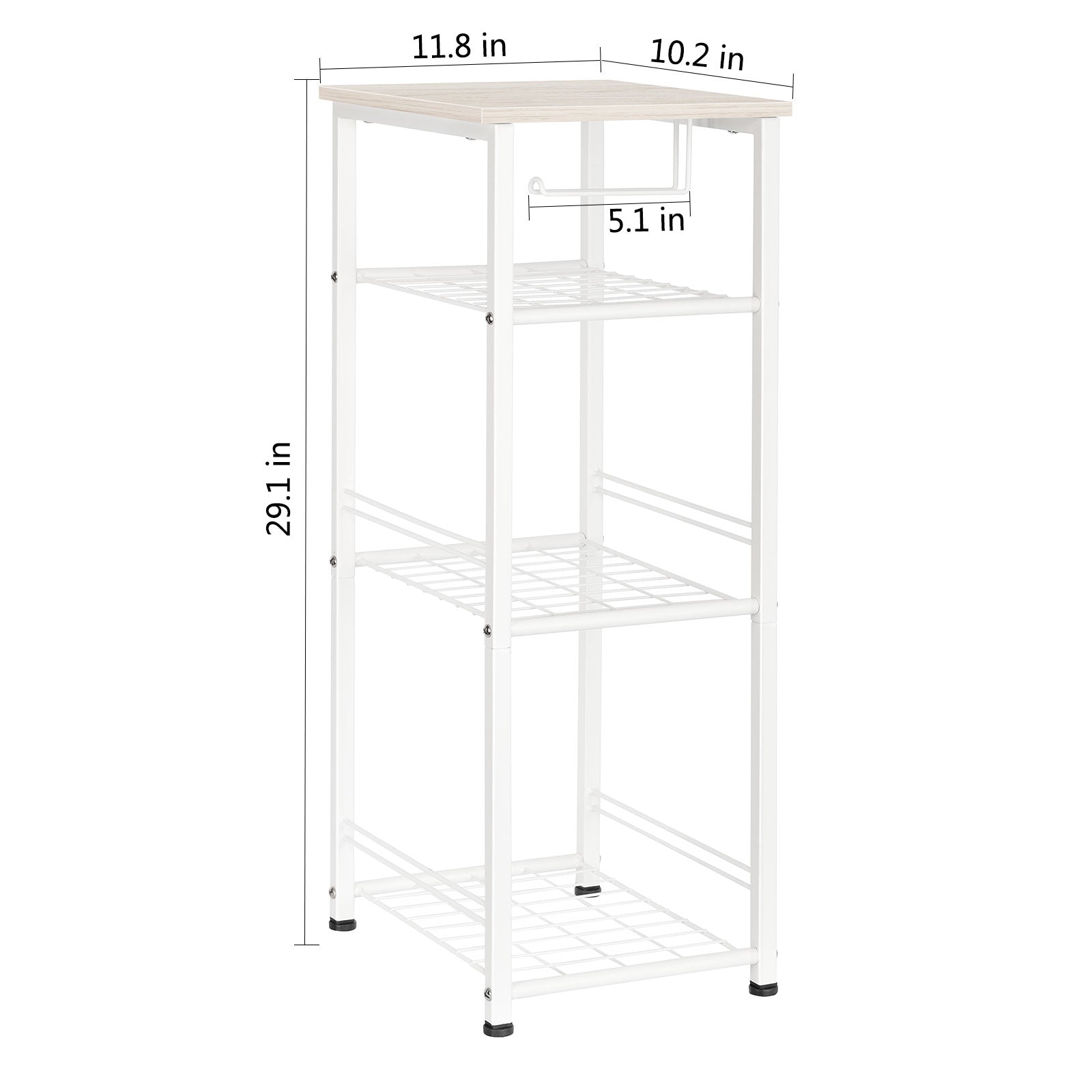 4-Tier Metal Towel and Storage Rack, Freestanding Small Shelf Unit for Bathroom and Living Room, White Finish