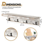 Wall Coat Rack with Hooks Wall Mounted Coat Rack with Hooks Set of 2 Farmhouse Coat Key Hooks with Storage Shelf Hanging Shelves for Entryway Bedroom Bathroom Living Room, Rustic White