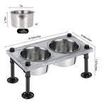 Pet Rice Bowl with 2 Stainless Steel Bowls and Non-Slip Feet Removable Wooden Pet Feeder with Drinking and Feeding Station for Cats and Dogs, Gray