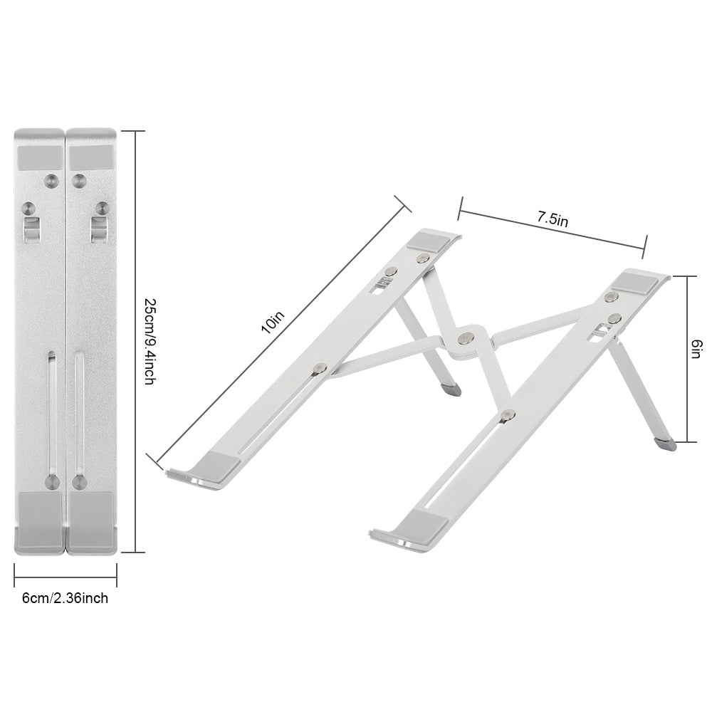 Ergonomic Adjustable Aluminum Laptop Stand - Foldable Portable Computer Riser for MacBook, Dell, and Tablets