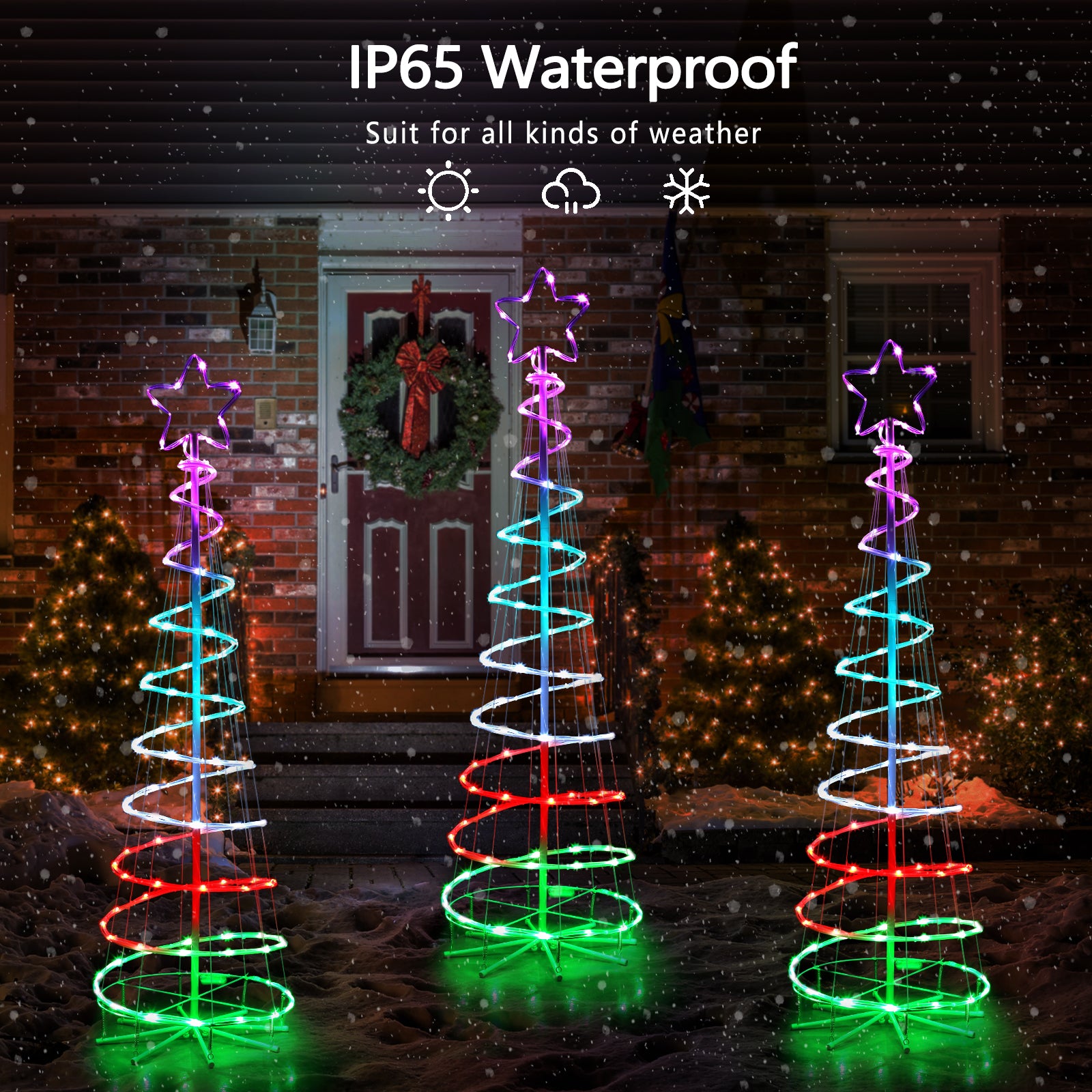5ft 16-Color Spiral LED Christmas Tree - Outdoor Decoration w/ Remote, Timer, 8 Modes, Plug-In