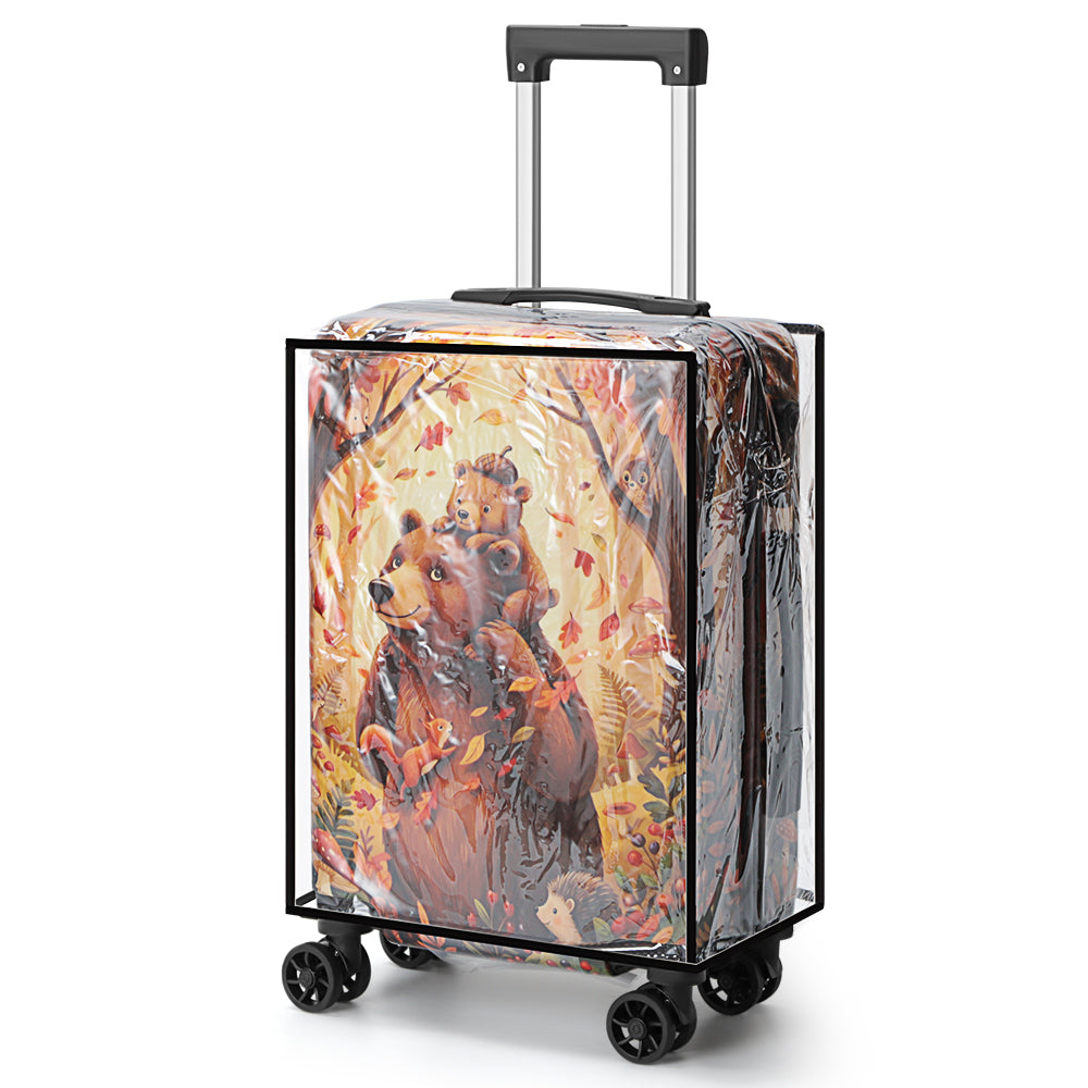 20 Inch Kids Carry On Luggage, Cute Bear Forest Print Hardside Suitcase with Spinner Wheels, Lightweight ABS Travel Suitcase for Boys Girls