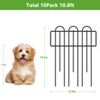 No-Dig Garden Fence Panels 10-Pack, Heavy Duty Metal Yard Fencing, Decorative Flower Bed Border and Dog Barrier for Outdoor Landscaping,