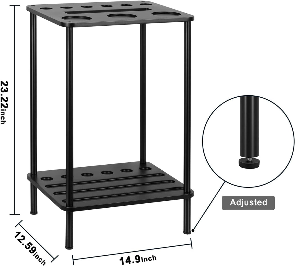 Pool Cue Rack for 6 Sticks - Floor Stand Billiard Accessories Storage, Black Wood