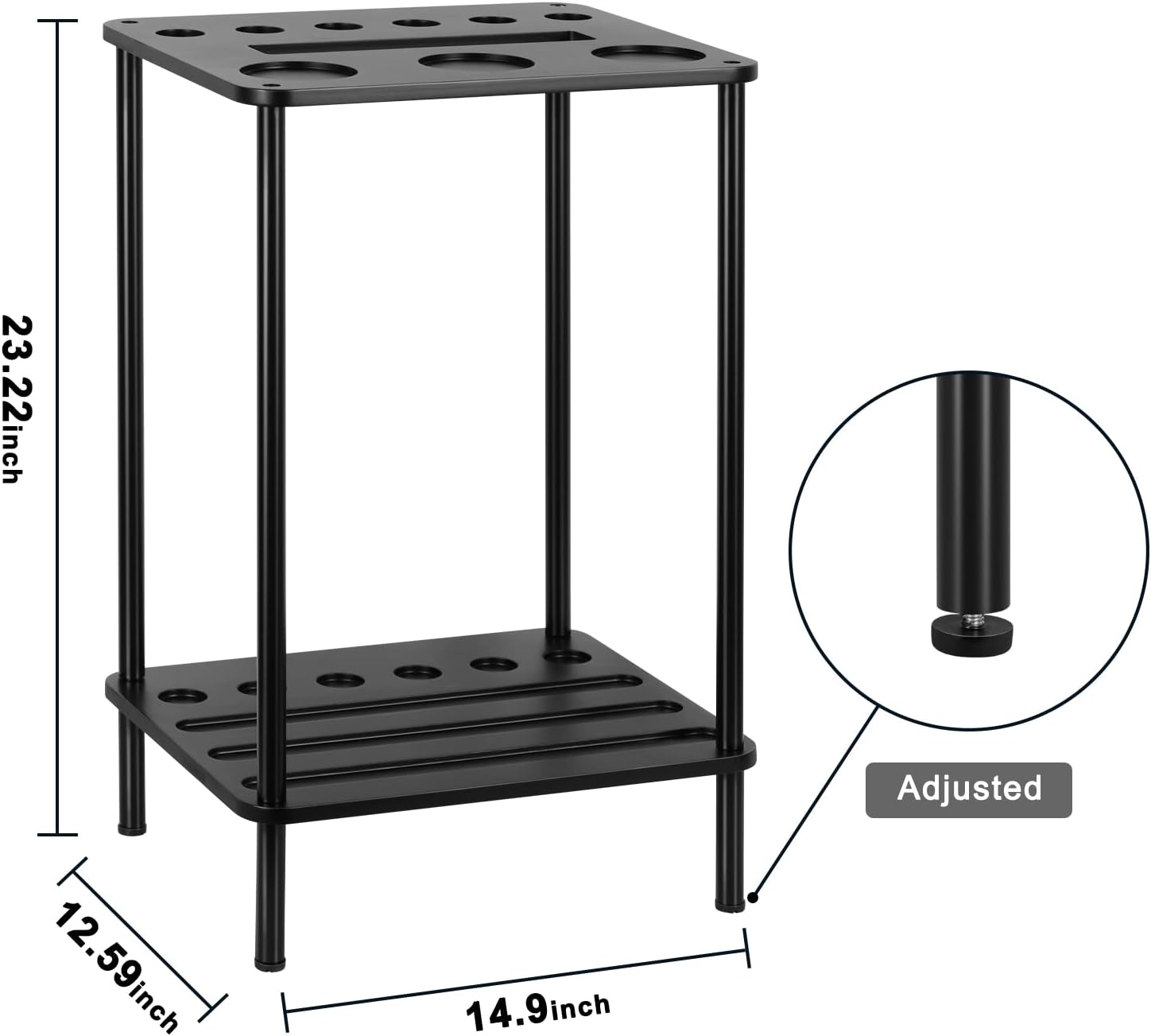 Pool Cue Rack for 6 Sticks - Floor Stand Billiard Accessories Storage, Black Wood