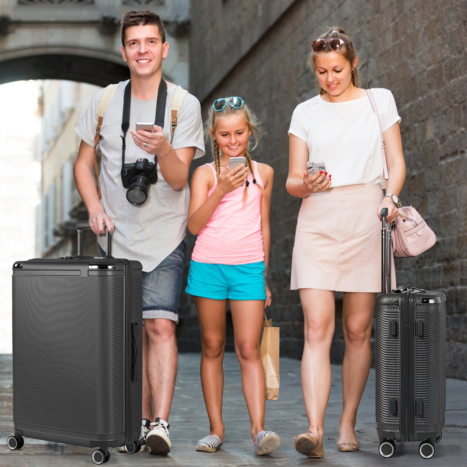 3PCS Luggage Set Suitcase w/TSA Lock Wheel Durable Spinner Hardshell Lightweight
