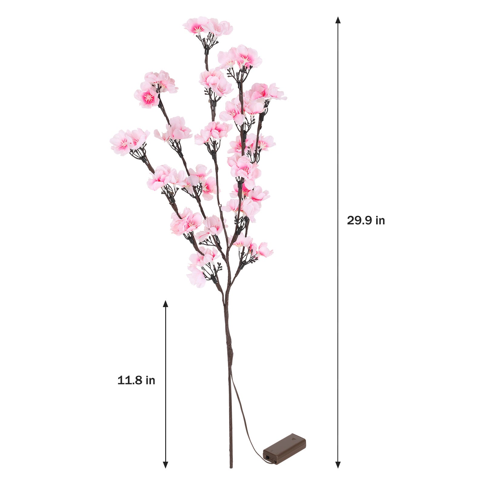 2-Pack LED Simulated Plum Blossom Branch Lights, Battery Operated Floral Lamp, Pink Artificial Flower Night Light for Home, Wedding & Holiday Decor