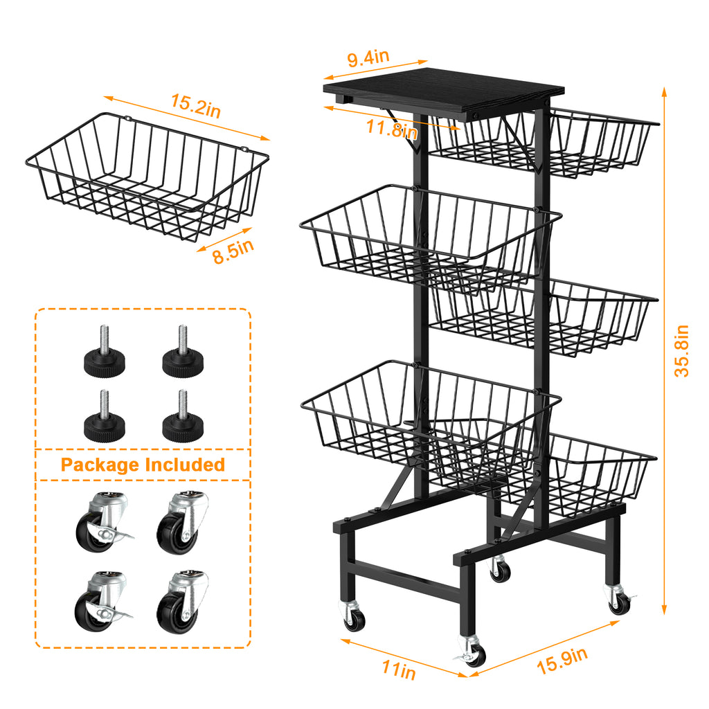 6-Tier Rolling Fruit & Vegetable Trolley for Kitchen & Pantry