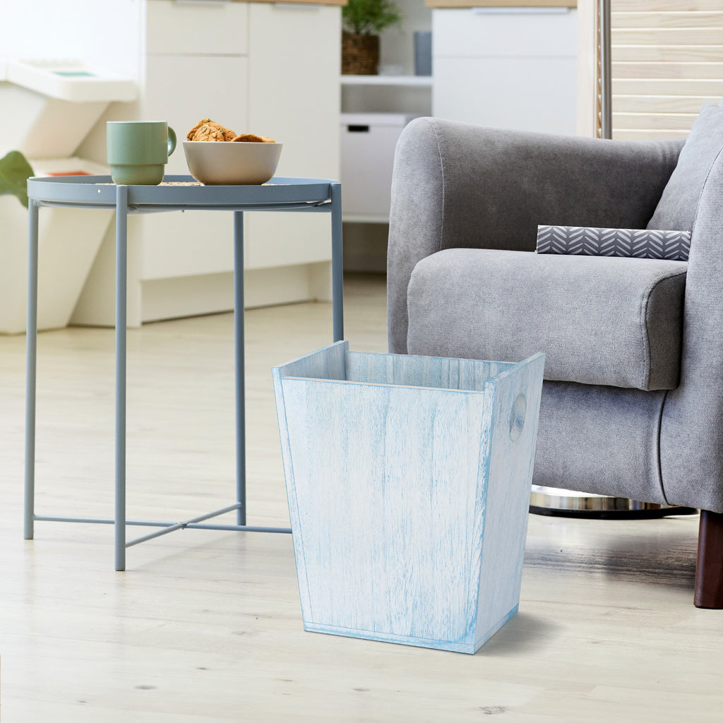 Farmhouse Garbage Can Bathroom Trash Can Wood Waste Bin with Handles Waste Basket for Office Decorative Rectangular Trash Containers Wastebaskets Storage for Living Room Kitchen