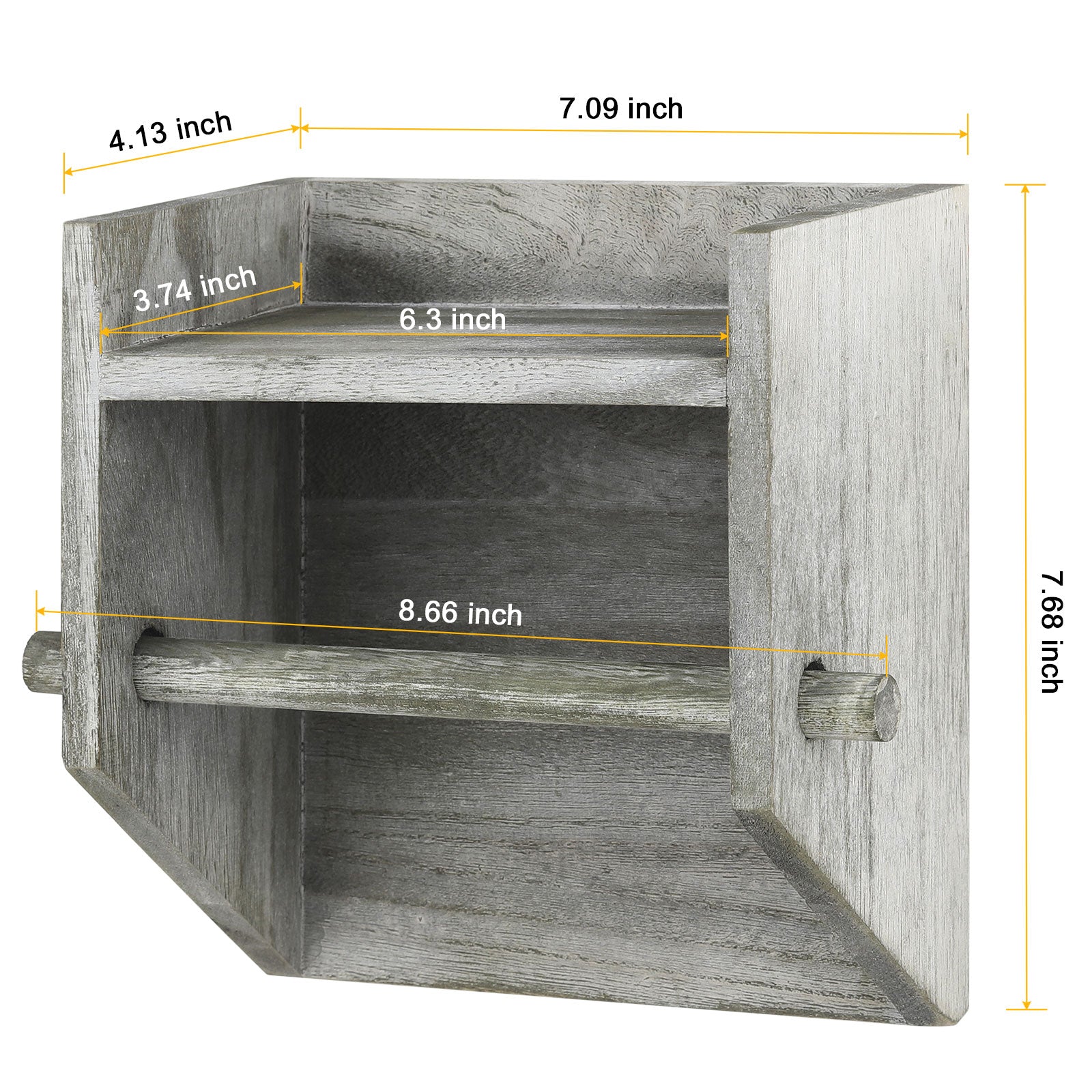 Rustic Wall-Mounted Wooden Toilet Tissue Dispenser with Integrated Display Ledge for Washrooms and Kitchens