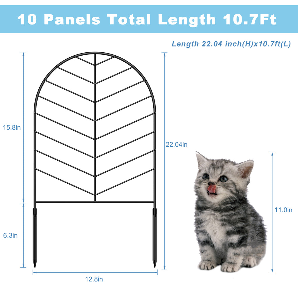 30/10 Pack Decorative Banana Leaf Garden Edging, 22-Inch Rust-Resistant Metal Animal Barrier Fence, Easy No-Dig Installation Wire Fencing for Yard and Pet Protection