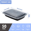 50-Pack 28oz Meal Prep Containers - Stackable Square Disposable Food Storage with Airtight Lids - Microwave & Dishwasher Safe