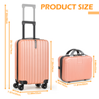 2-Piece Carry On Luggage Set - 20 Inch Hardside Suitcase with 14 Inch Cosmetic Case, Airline Approved 22x14x9 Spinner Luggage with Combination Lock & Convenient Hook, Lightweight ABS Travel Suitcase (Rose Gold)