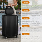 5-Piece Luggage Set, Durable Hardshell, Spinner Wheels, Telescoping Handle, Lightweight Suitcase Combo For Women, 12/14/20/24/28inch Suitcase, Black/Brown/Silver/Rose Gold