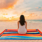2-Pack Oversized Beach Towels - 70inchx38inch Quick-Dry Sand-Free Swimming Blanket - Vibrant Stripe Microfiber Towel for Pool & Yoga