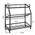 3-Tier Black Metal Spice Rack - Countertop Kitchen Organizer, Standing Jars & Bottle Storage Holder