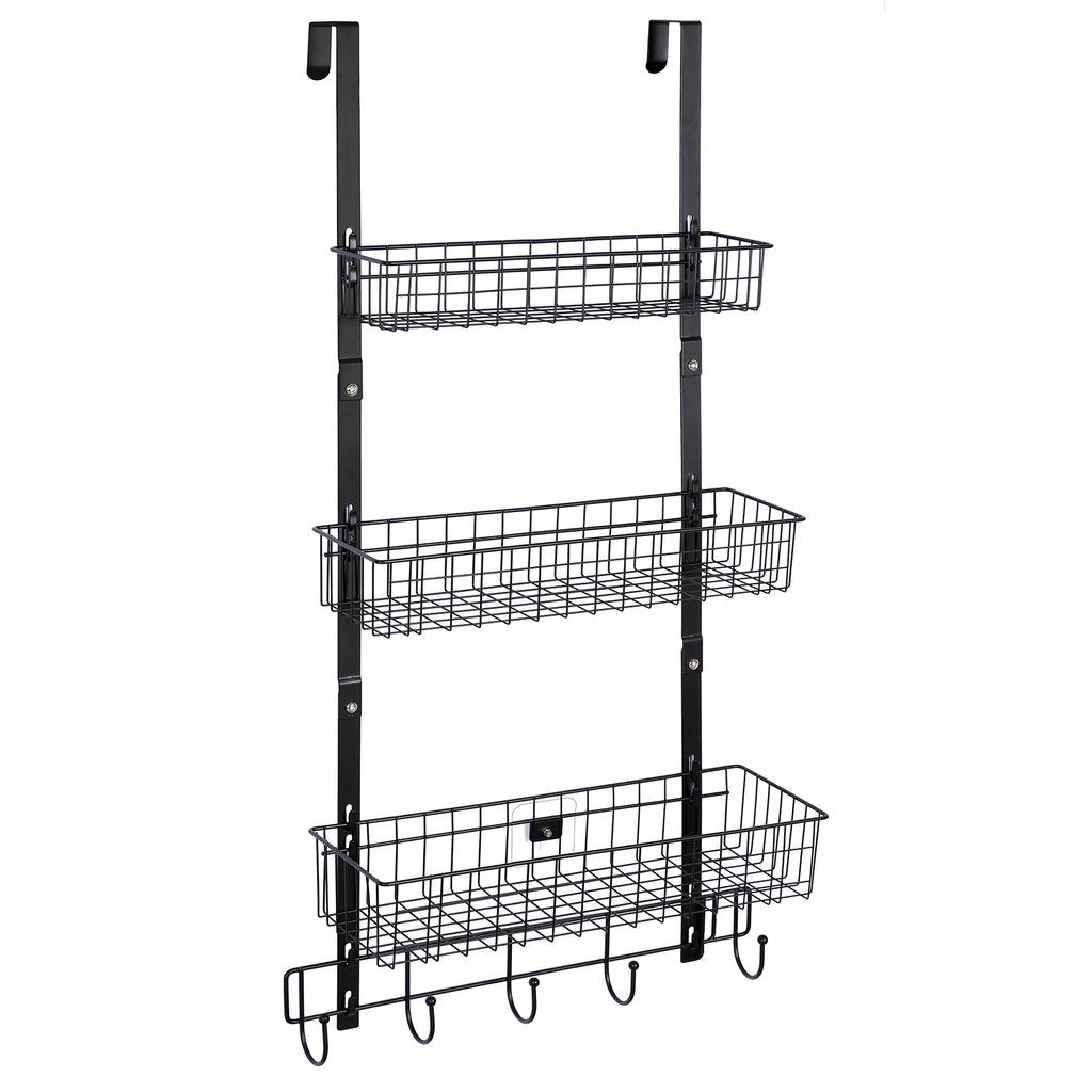 3-Tier Over-the-Door Organizer | Modular Pantry & Bathroom Storage Rack with Hooks