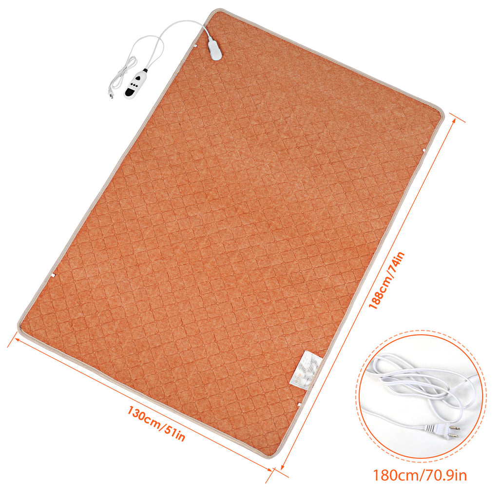 1 Pc Single Electric Blanket (74X51 In), 9 Heat Settings, 1/2/4/6 Hours Intelligent Timer, Machine Washable, Easy To Store, Home Use Warm Heating Blanket, Safe Heating Pad, Winter Heating Tool, Suitable For Bedroom, Dormitory, Winter Use