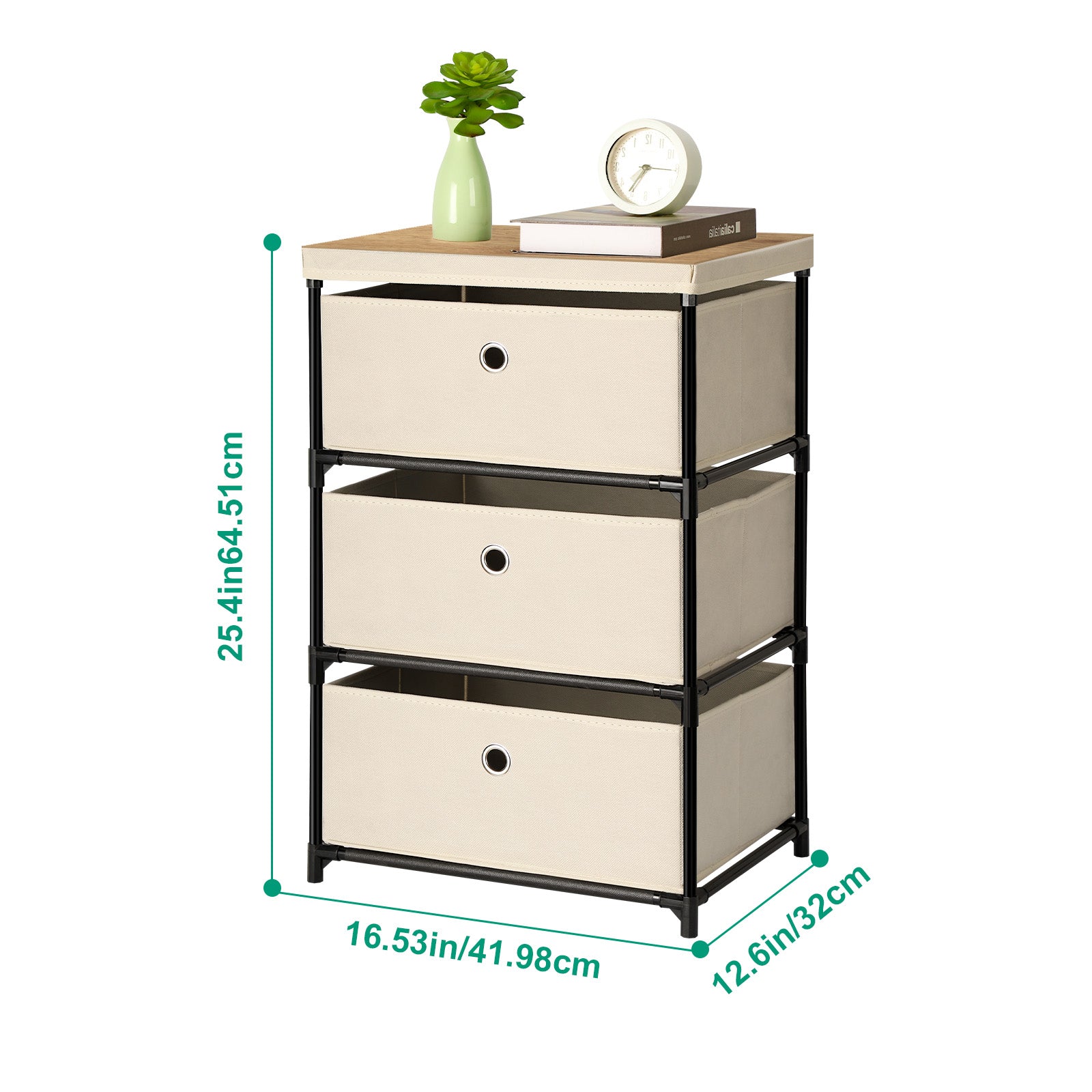 3-Drawer Fabric Dresser - Small Storage Tower for Closets, Bedroom & Entryway