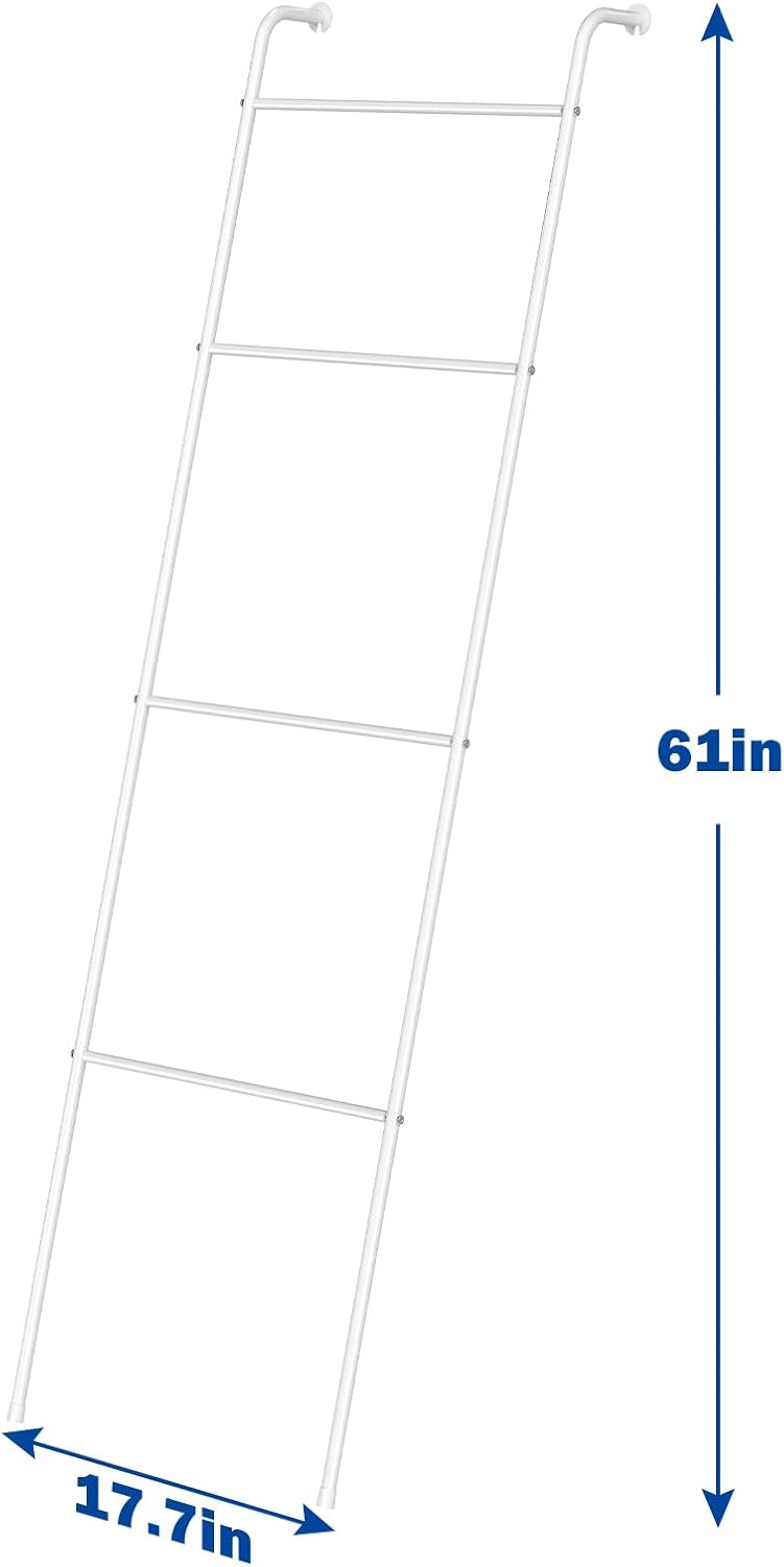 Minimalist Metal Blanket Ladder | Industrial Lean-to Towel & Quilt Rack