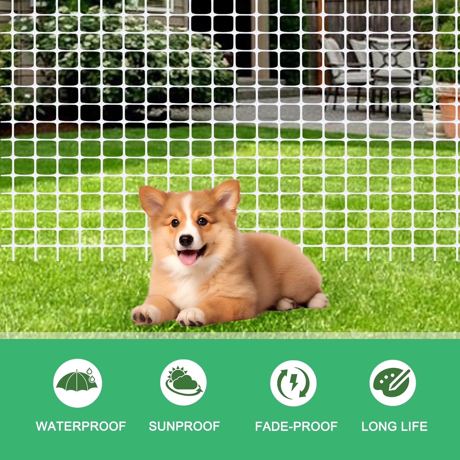 4'x50' White Plastic Safety Mesh Fencing - Heavy Duty Temporary Fence for Construction & Garden Barrier
