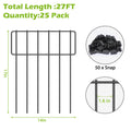 25 Pack Animal Barrier Fence, 17in H x 27ft L Rustproof Metal Garden Border Fence, Decorative Ground Stakes for Dogs, Rabbits, and Outdoor Landscaping
