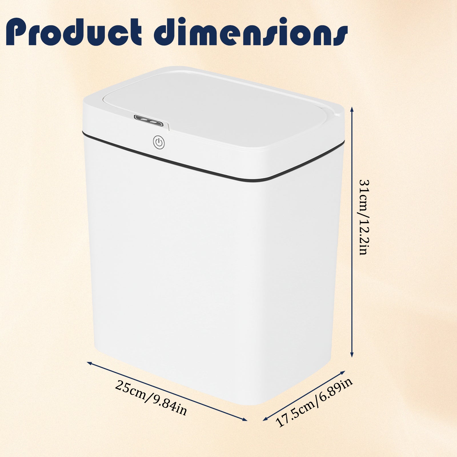 4-Gallon Touchless Smart Bathroom Trash Can - Automatic Motion Sensor Garbage Bin with Lid - Slim Waterproof Plastic Trash Can for Office & Kitchen