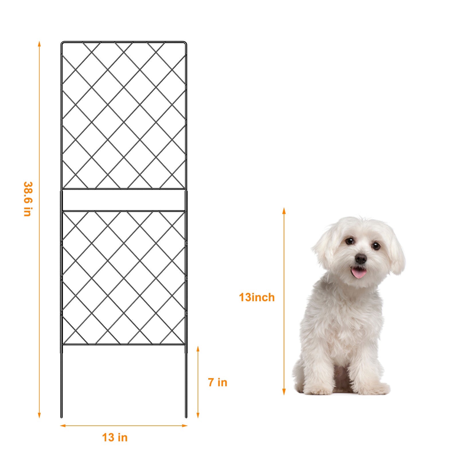 10-Pack Square Decorative Garden Fence - 37.5inch High Rustproof Metal Animal Barrier - Outdoor Garden Edging & Boundary Fencing for Dogs & Rabbits