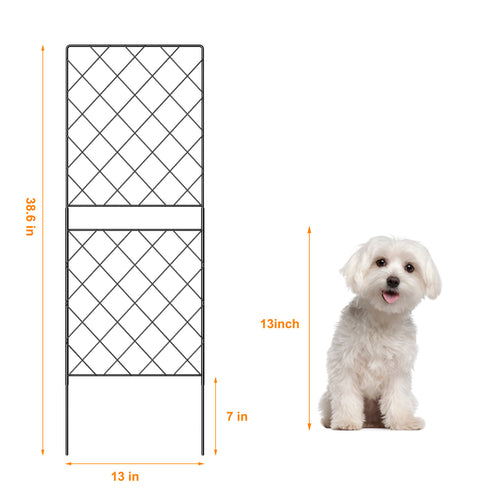 10-Pack Square Decorative Garden Fence - 37.5inch High Rustproof Metal Animal Barrier - Outdoor Garden Edging & Boundary Fencing for Dogs & Rabbits