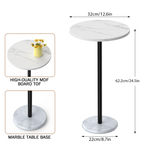 Carrara Luxe Pedestal Side Table | Modern Round Accent Tables with Genuine Marble Base